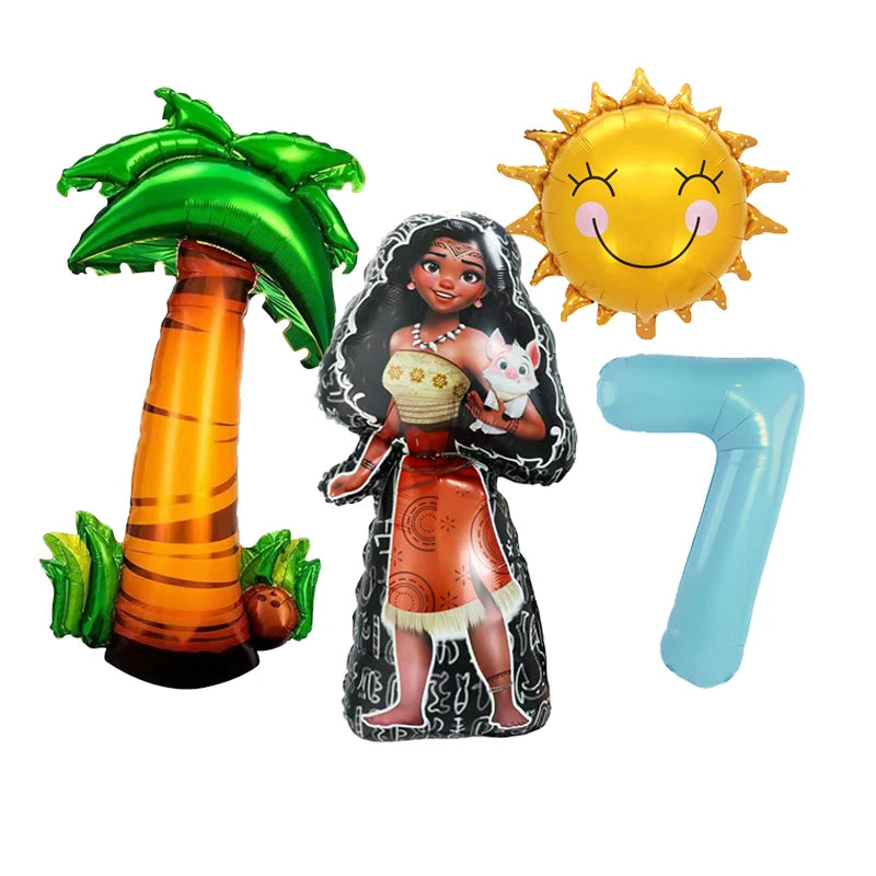 1 Set Ocean Adventure Moana Cartoon  Aluminum Balloons Kids Baby Shower Birthday Party Decoration Supplies