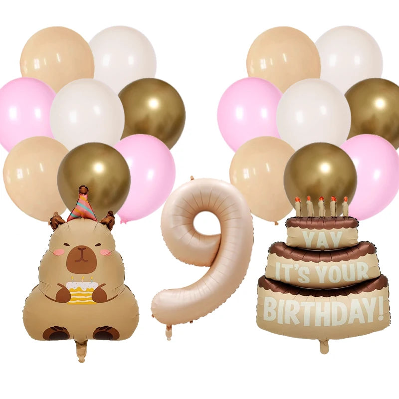 Cute Cartoon Capybara Balloon Capybara Birthday Party Decorations Caramel Foil Number Baby Shower Globos Gift Toys