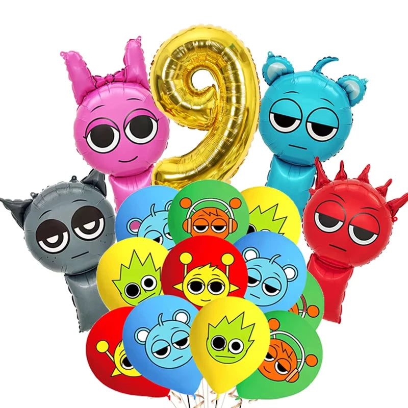 New Sprunki Birthday Party Decoration Balloons Set Kids Boys Favors Birthday Party Supplies IncredibES Tableware for Baby Shower
