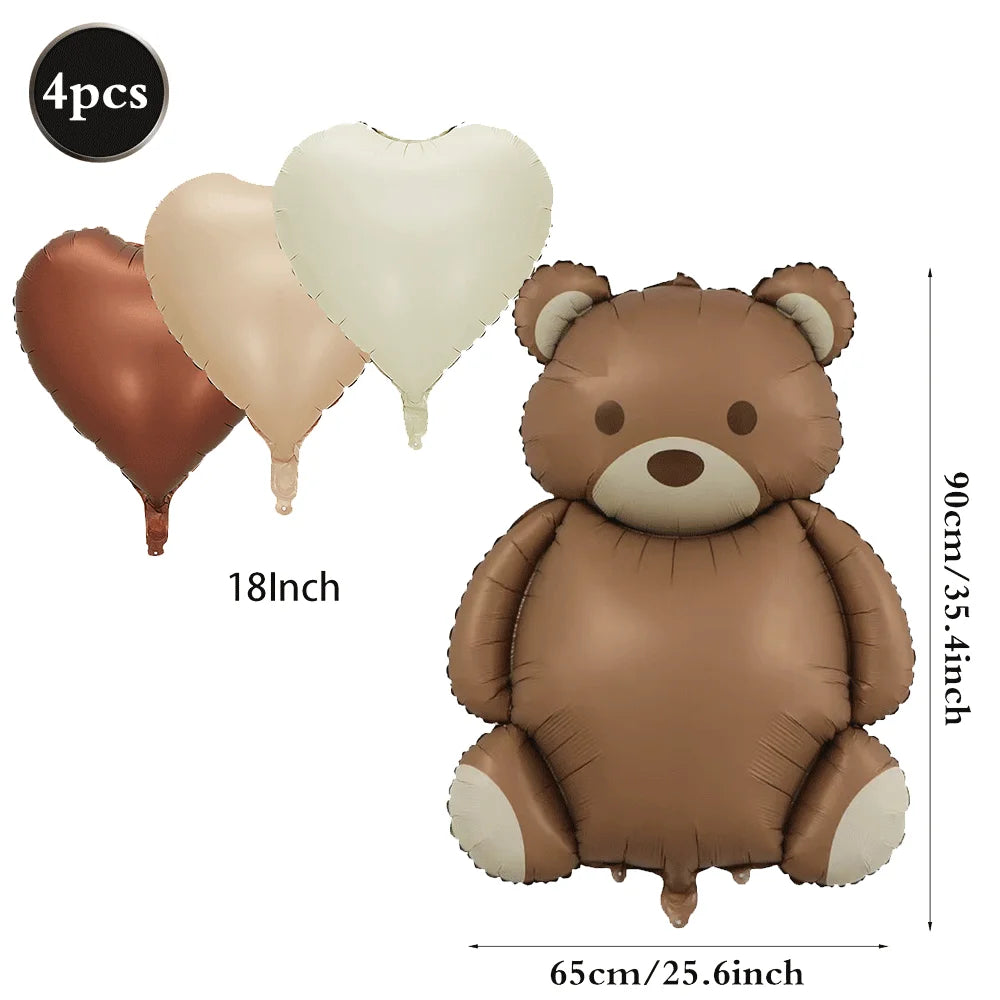 Teddybär Folienballon Set – Süßer Cartoon Bär in Rosa & Creme | Kindergeburtstag & Babyparty