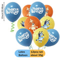 12Pcs/set Bluey Themed Cartoon Cute Balloons Set Supplies for Baby Shower Cake Birthday Family Bachelorette Party Decorations