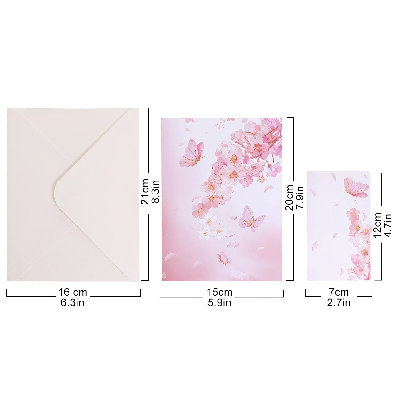 Birthday Pop Up Card: 3D Butterfly Cake & Cherry Blossom Design with Envelope