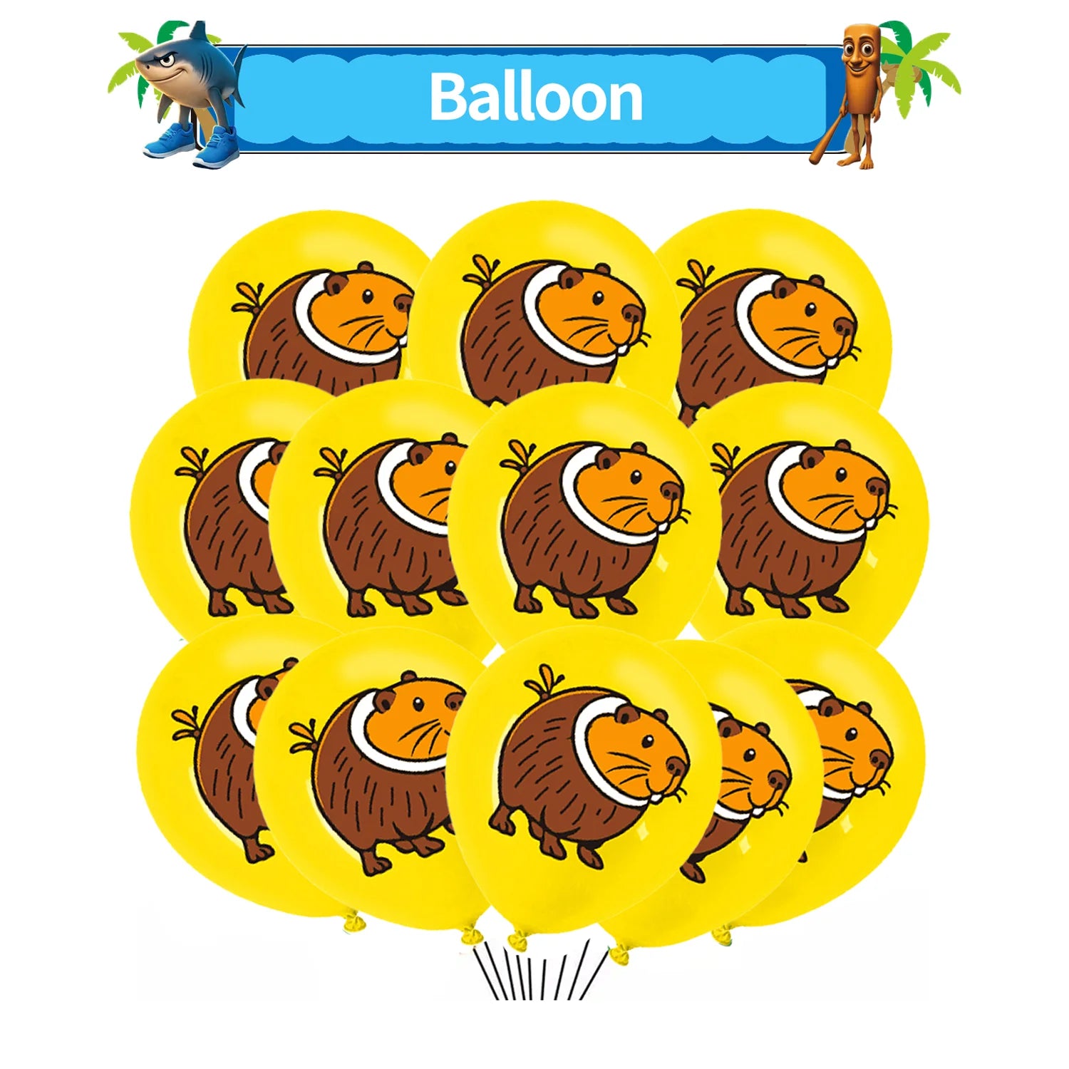 Italian Brainrot Balloons Happy Birthday Tung Tung Sahur Tralalelo Balloons Party Decor Disposable Tableware Cake Topper Toy ﻿