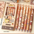 Capybara Erasable Gel Pens – Set of 6 Colors | 0.5mm Fine Tip | School & Office