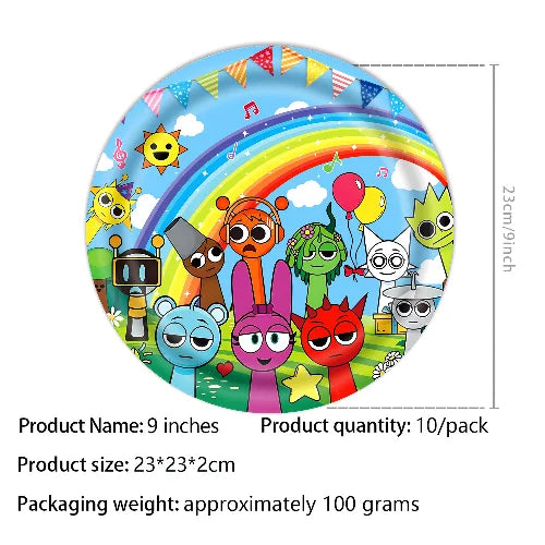 Sprunki Birthday Party Decorations Balloons Backdrop Banners Tableware Set Tablecloth Cups Plates Straws Kids Party Supplies