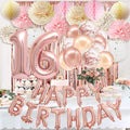 Sweet 16 Geburtstag Deko Set – Rosegold Ballons, Banner, Vorhang & Pompons | Komplettset