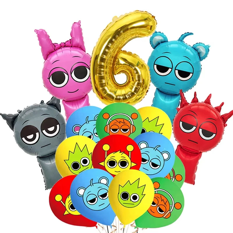 New Sprunki Birthday Party Decoration Balloons Set Kids Boys Favors Birthday Party Supplies IncredibES Tableware for Baby Shower