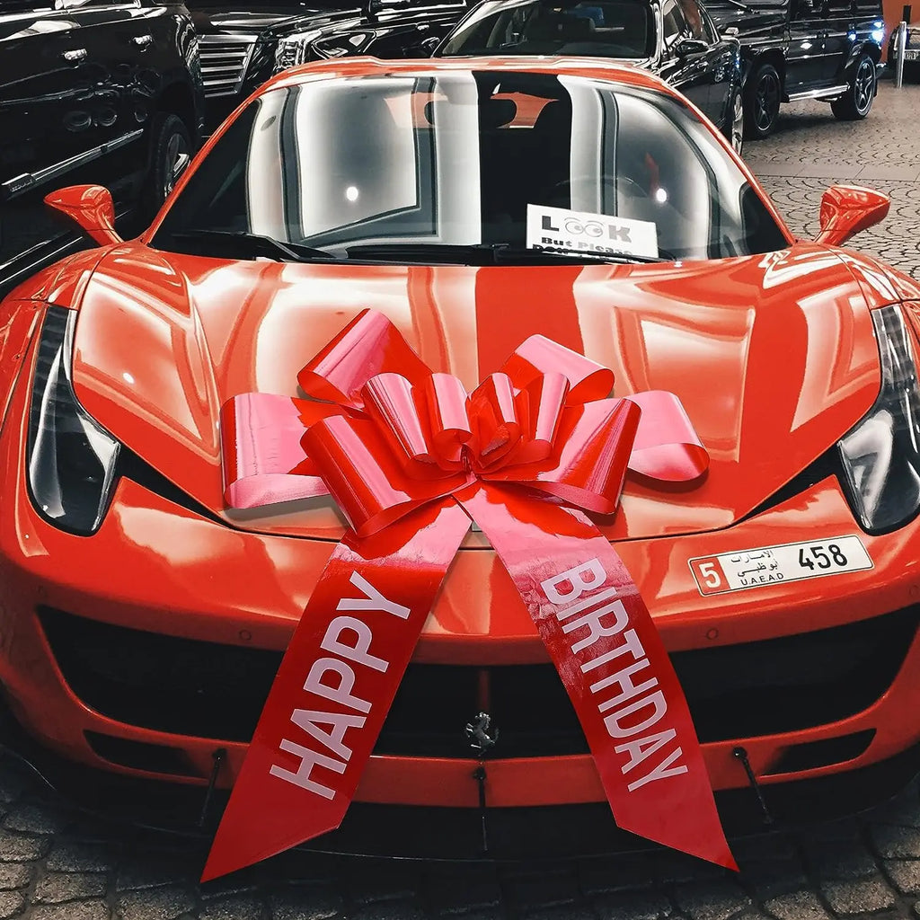 Riesige Happy Birthday Geschenkschleife 30 Zoll – Große Ziehschleife für Auto & Geschenke | Rot