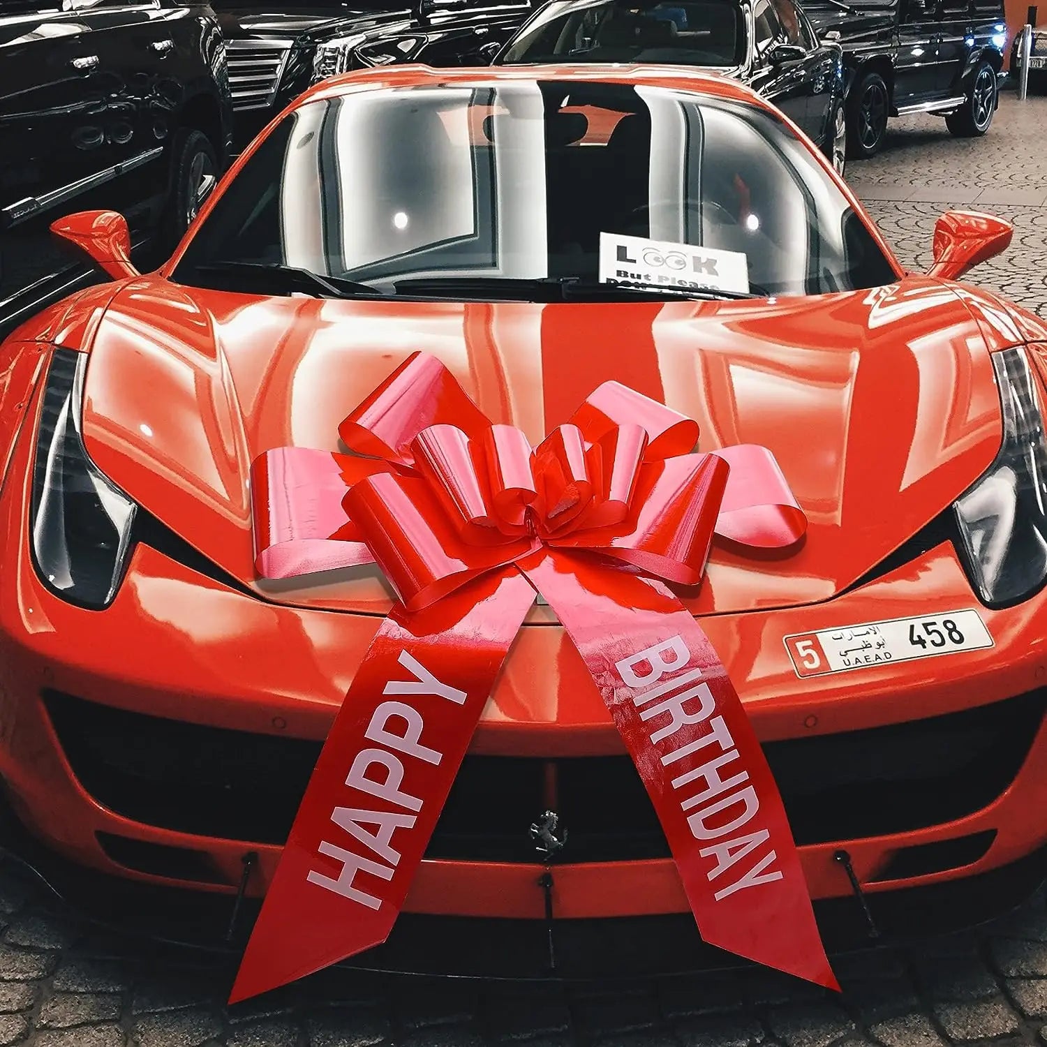 Riesige Happy Birthday Geschenkschleife 30 Zoll – Große Ziehschleife für Auto & Geschenke | Rot