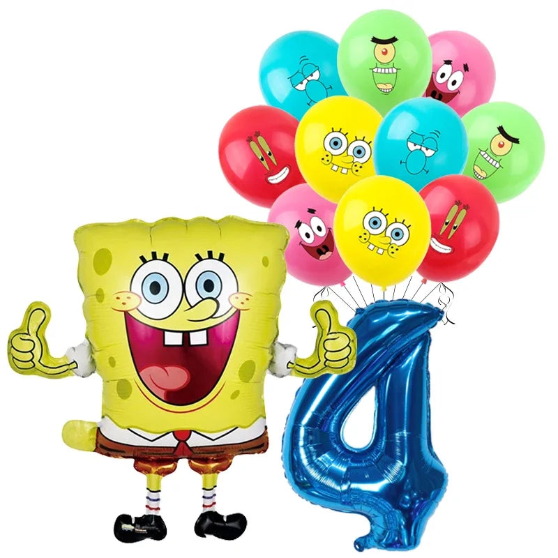 Spongebob Child party Birthday balloon set Patrick Star Foil Number Latex balloon Baby shower Party Decorations Supplies Globos