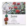 Natural Stone Keyring Birthday Gift Floral Blessings Crystal Rough Stone Keyring Birthday Flower Crystal Keyring