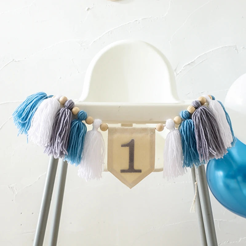 Baby Geburtstag Fransen Banner & Fotorequisite – 1. 2. 3. Geburtstag | Meilenstein Deko Set