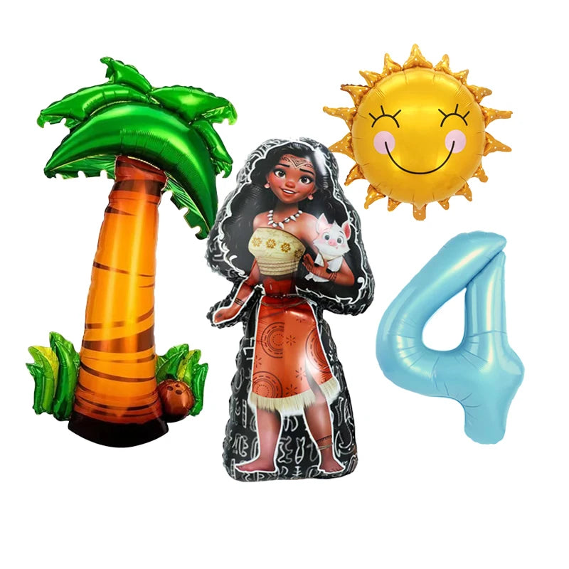 1 Set Ocean Adventure Moana Cartoon  Aluminum Balloons Kids Baby Shower Birthday Party Decoration Supplies