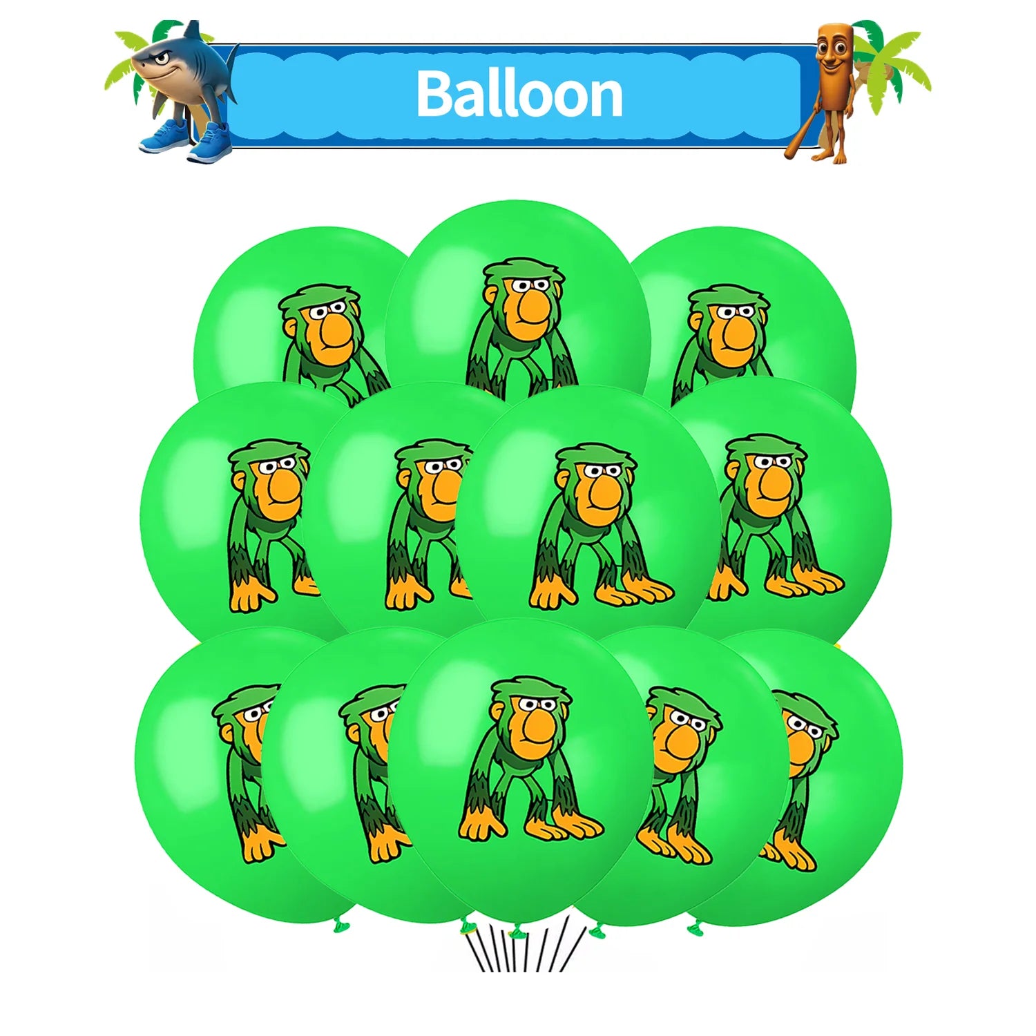 Italian Brainrot Balloons Happy Birthday Tung Tung Sahur Tralalelo Balloons Party Decor Disposable Tableware Cake Topper Toy ﻿