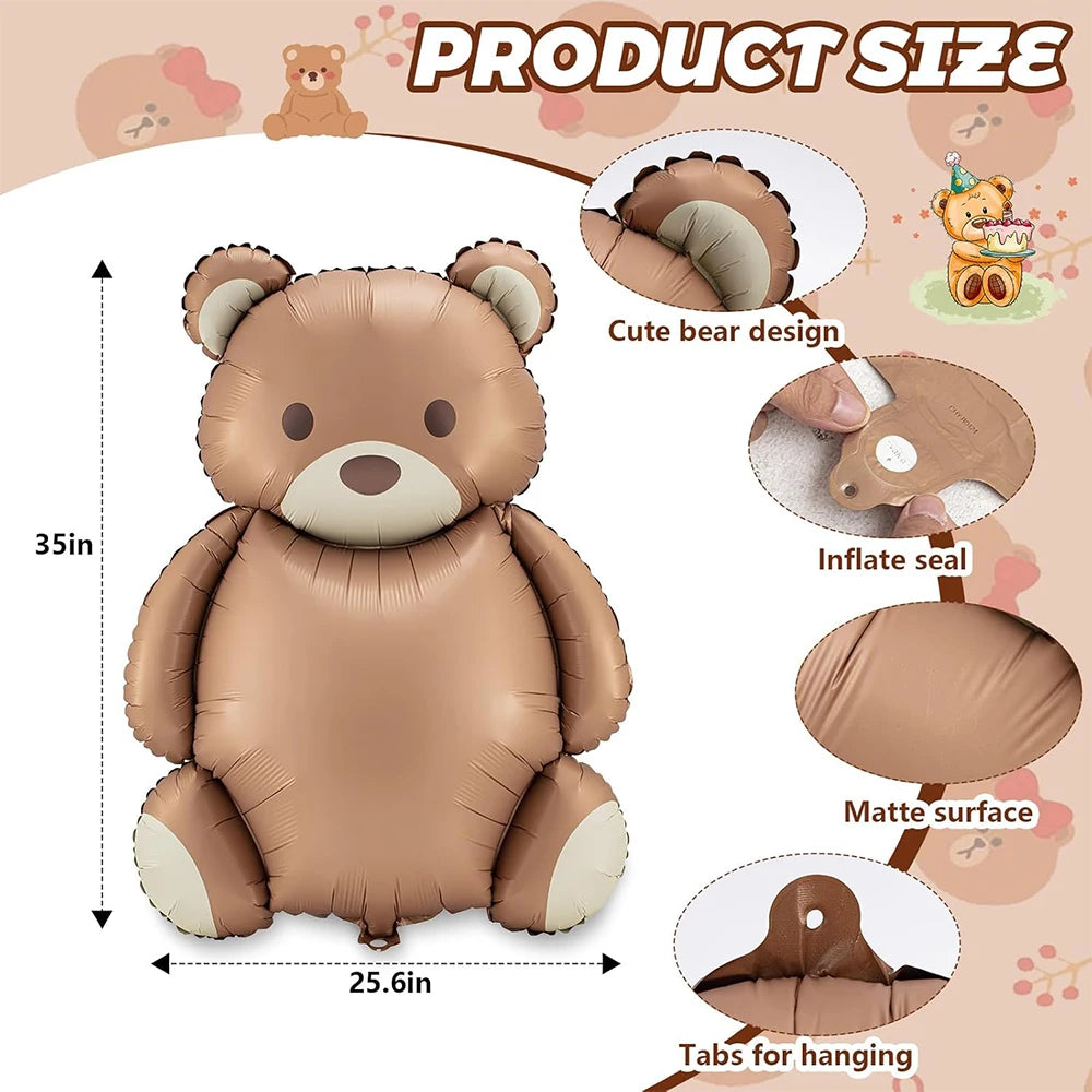 Teddybär Folienballon Set – Süßer Cartoon Bär in Rosa & Creme | Kindergeburtstag & Babyparty