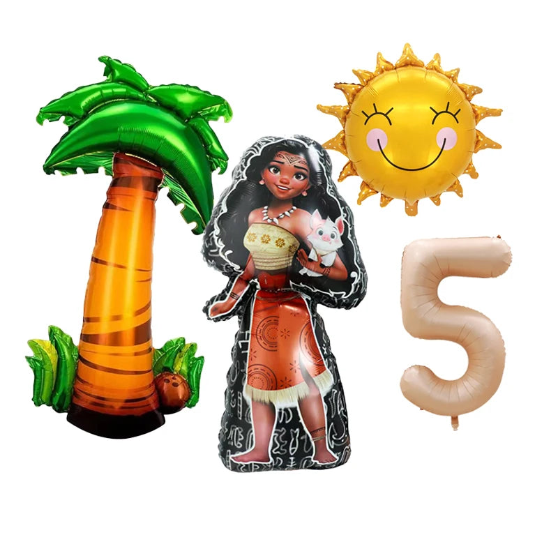 1 Set Ocean Adventure Moana Cartoon  Aluminum Balloons Kids Baby Shower Birthday Party Decoration Supplies