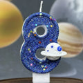 Zahlenkerze Weltraum – Blaue Planeten-Kerze für Kindergeburtstag & Torte | Ziffern 0–9