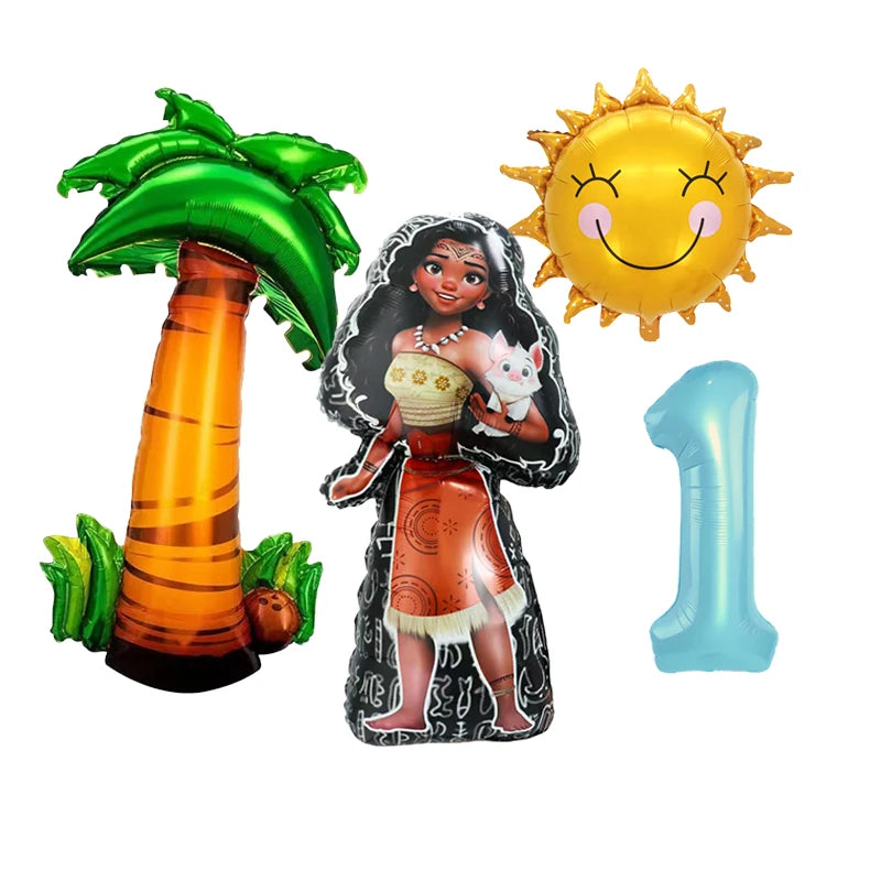 1 Set Ocean Adventure Moana Cartoon  Aluminum Balloons Kids Baby Shower Birthday Party Decoration Supplies