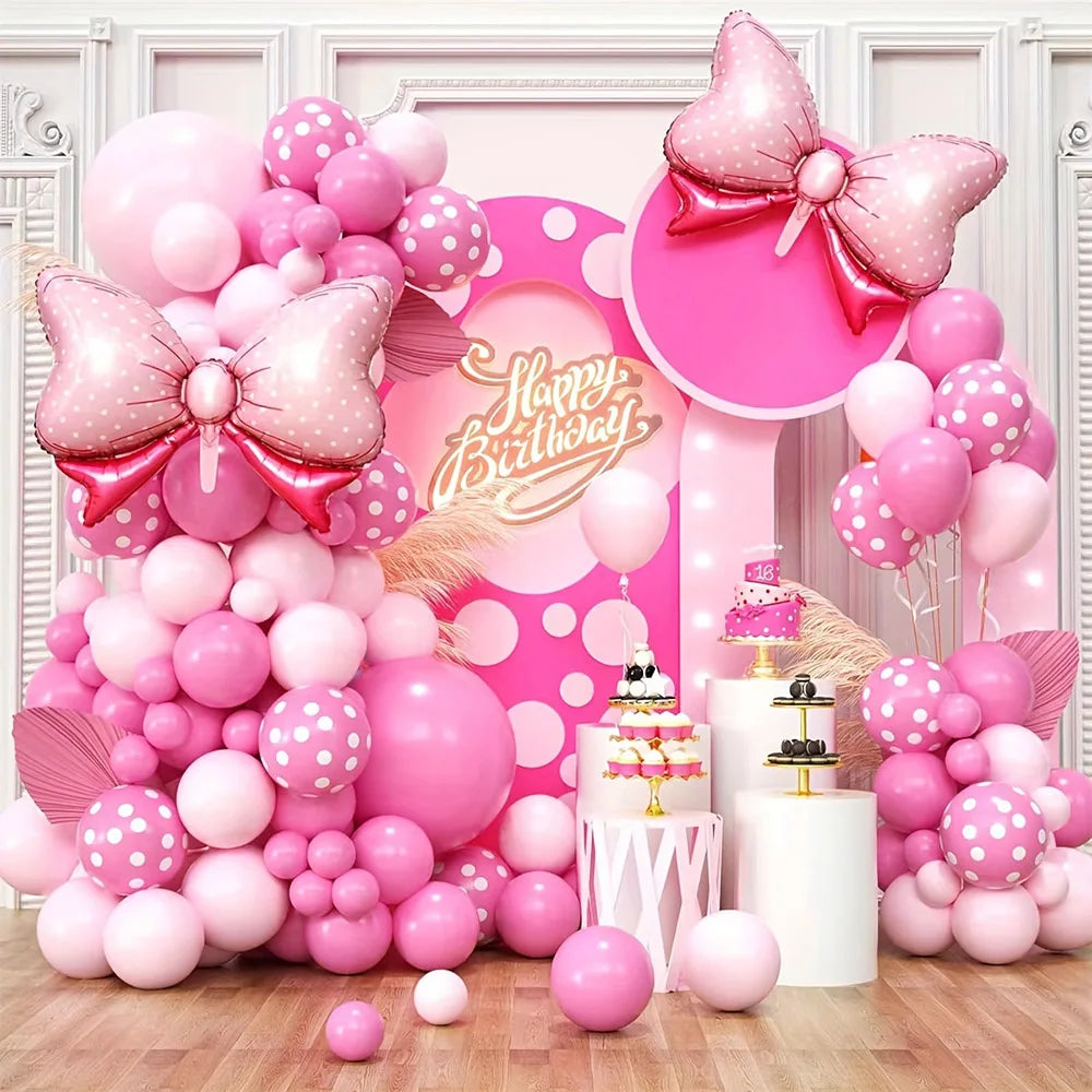 99-teiliges Rosa-Weiß Schleifenballon-Set – Geburtstag, Babyshower & Party Deko