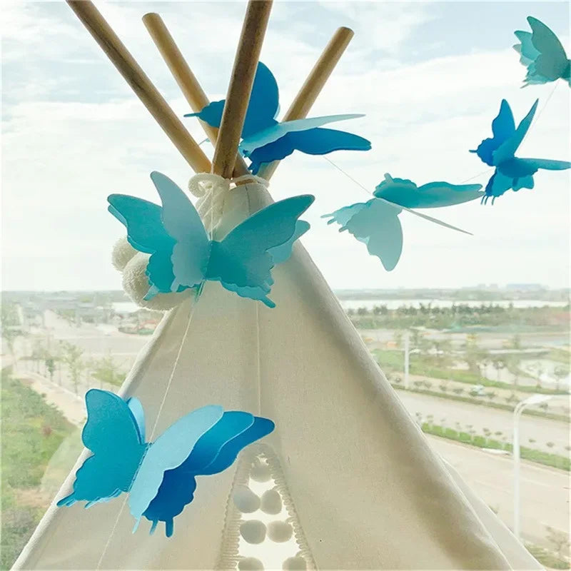 3D Schmetterling Papiergirlande – Bunte Wimpelkette für Geburtstag & Party | 2m
