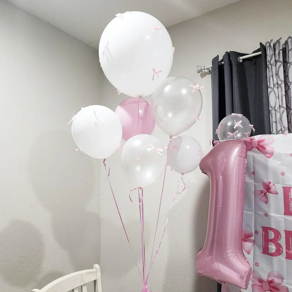 Schleifenballon Set aus Latex – Runde Ballons mit Mini-Schleife | Geburtstag, Hochzeit & Babyparty
