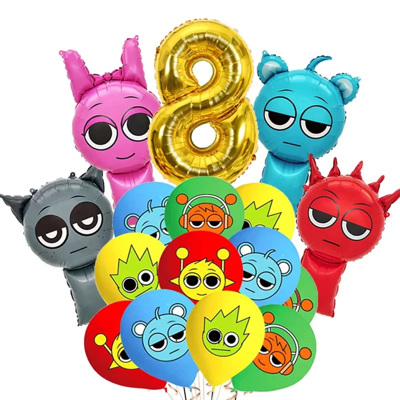 New Sprunki Birthday Party Decoration Balloons Set Kids Boys Favors Birthday Party Supplies IncredibES Tableware for Baby Shower