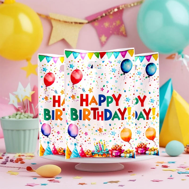 10/20/50pcs Birthday Party Candy Gift Bags Birthday Balloons Hand Bags Happy Birthday Party Decorations Kids Adults Favors Gifts