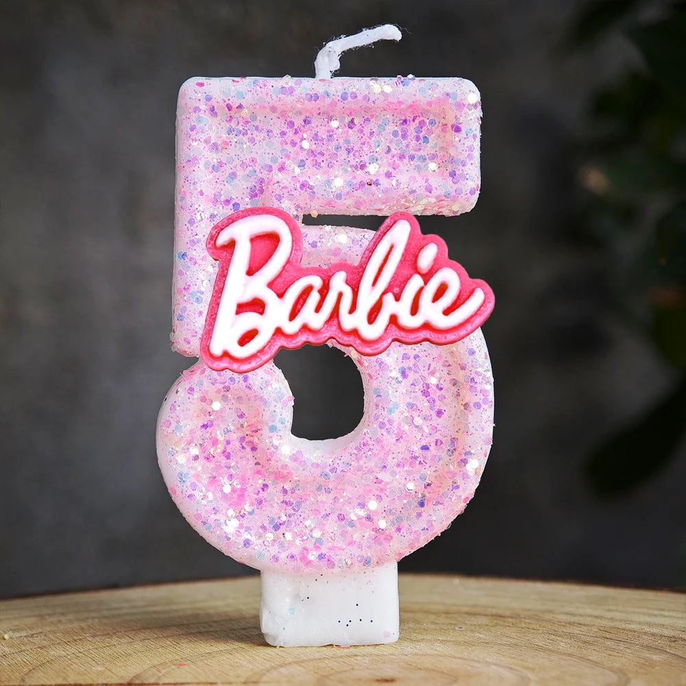Barbiela Candle Number 0-9 Pink Red Sequin Girls Birthday Cake Decorations Baby Shower  Anniversary Party Gifts