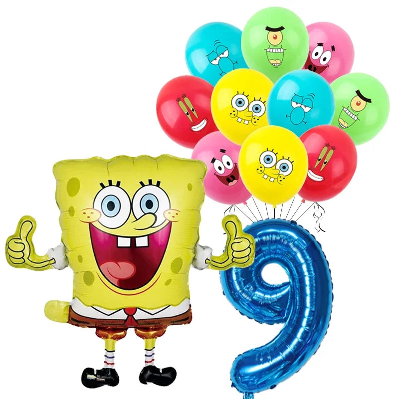 Spongebob Child party Birthday balloon set Patrick Star Foil Number Latex balloon Baby shower Party Decorations Supplies Globos