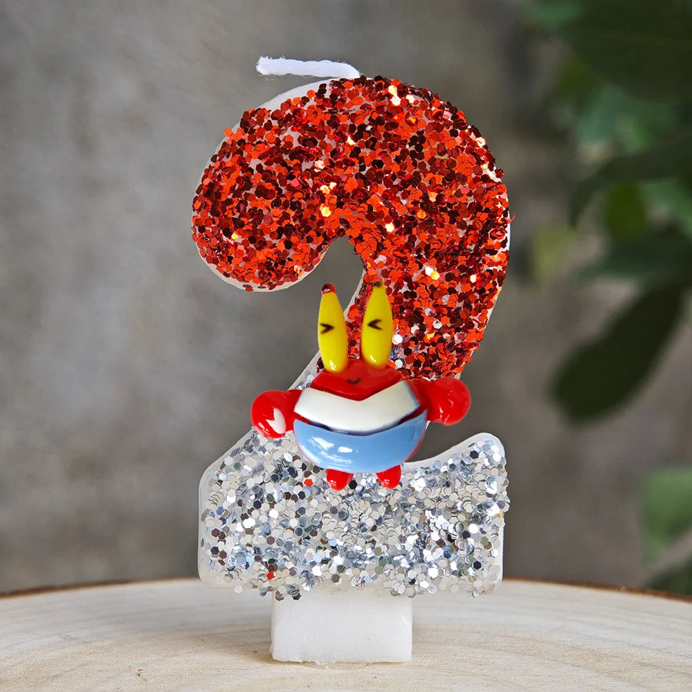 Cartoon SpongeBob Birthday Party Candles Set Cute Cake Topper Decorations for Baby Shower Birthday Cake Decor Accessories