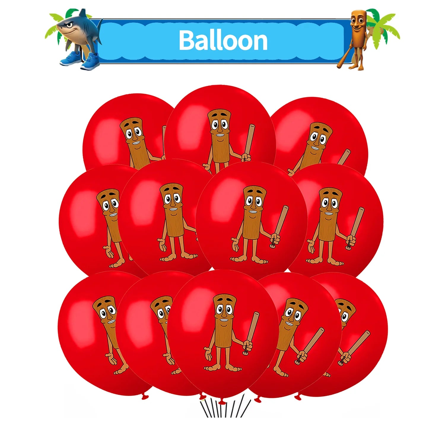 Italian Brainrot Balloons Happy Birthday Tung Tung Sahur Tralalelo Balloons Party Decor Disposable Tableware Cake Topper Toy ﻿