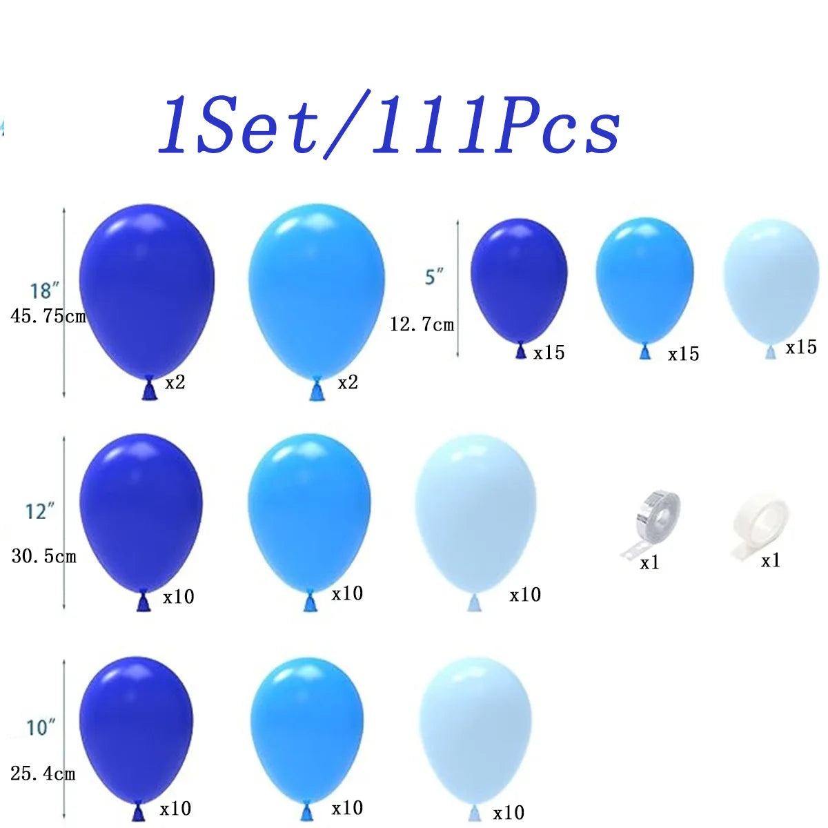 111 Pieces Gray Blue and White Balloon Arch Set Marine Themed Birthday Gift Party Holiday Indoor and Outdoor Decoration Supplies