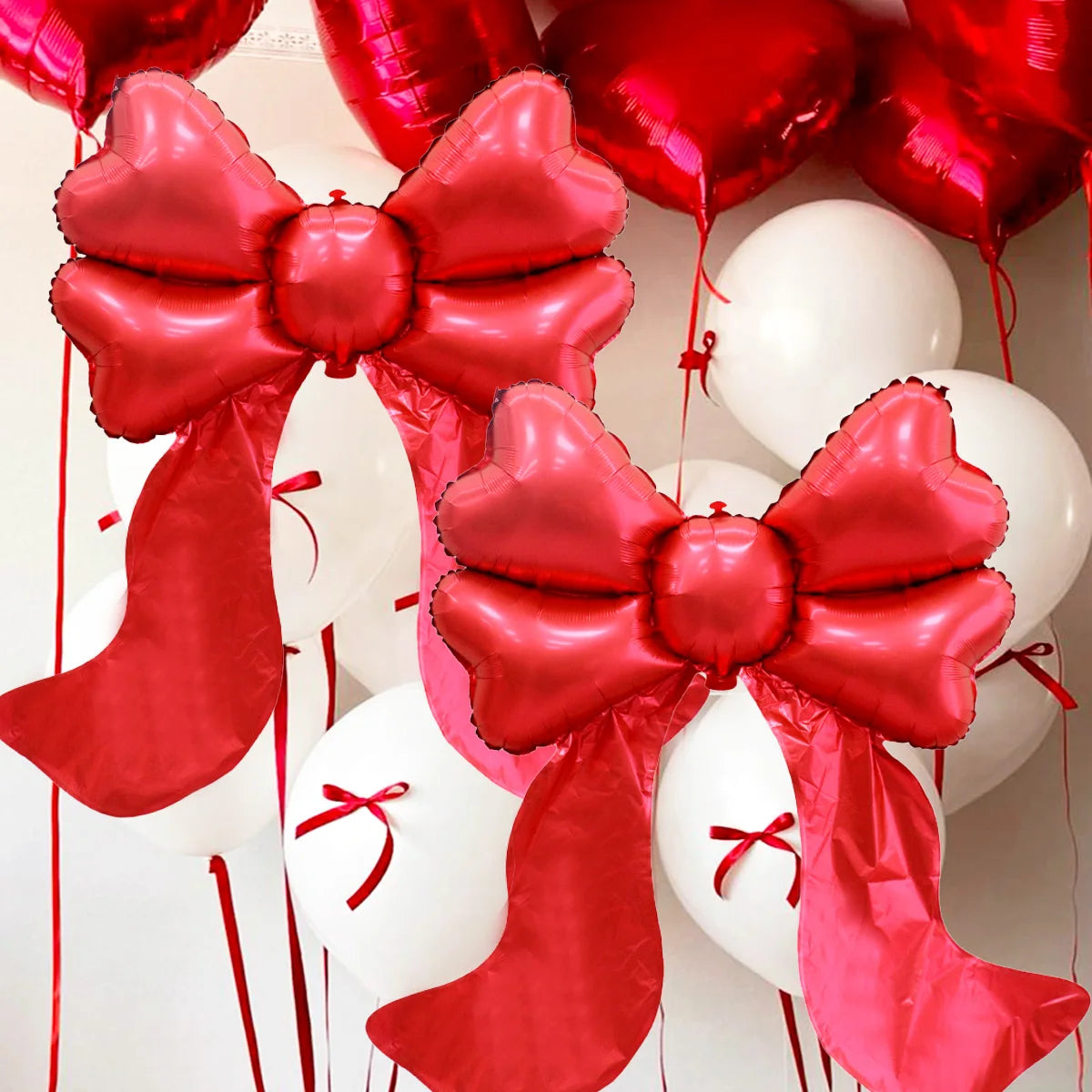 2pcs red bow balloons for bow decoration, birthday, Valentine's Day, wedding bachelorette decoration, engagement