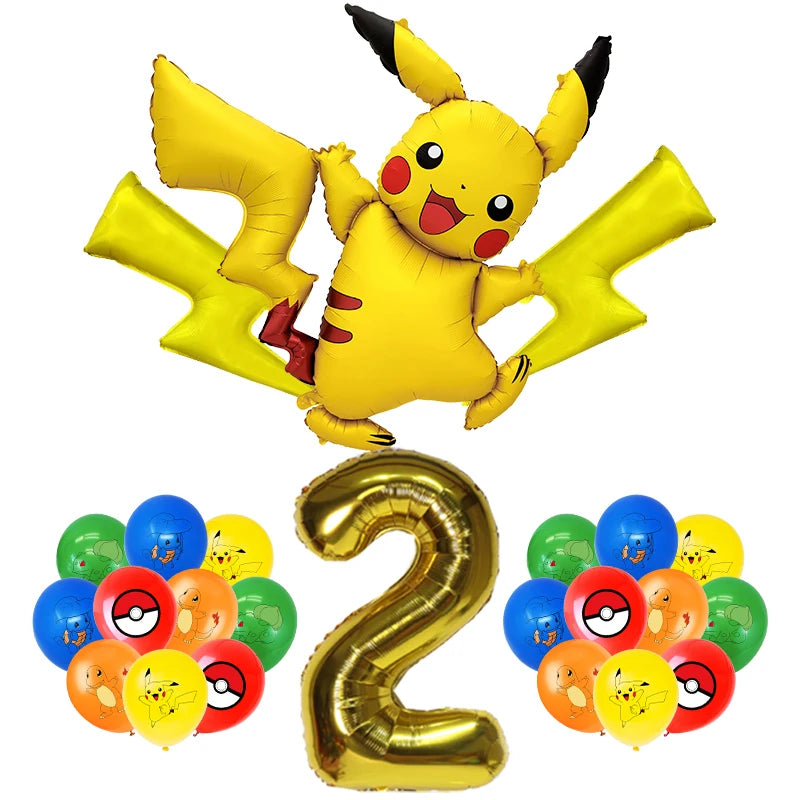 Pokemon Birthday Party Decoration New Ligntning Pikachu Balloon Kid Event Supplies Disposable Tableware Banner Backdrop Plate