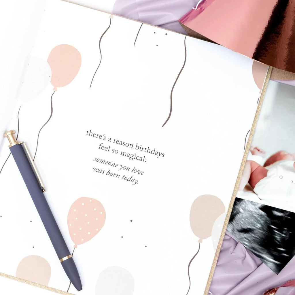 Birthday Memory Book- Elegant Birthday Journal - Baby Journal to Record Milestones, Photos, Letters & More - Baby Memory Gift