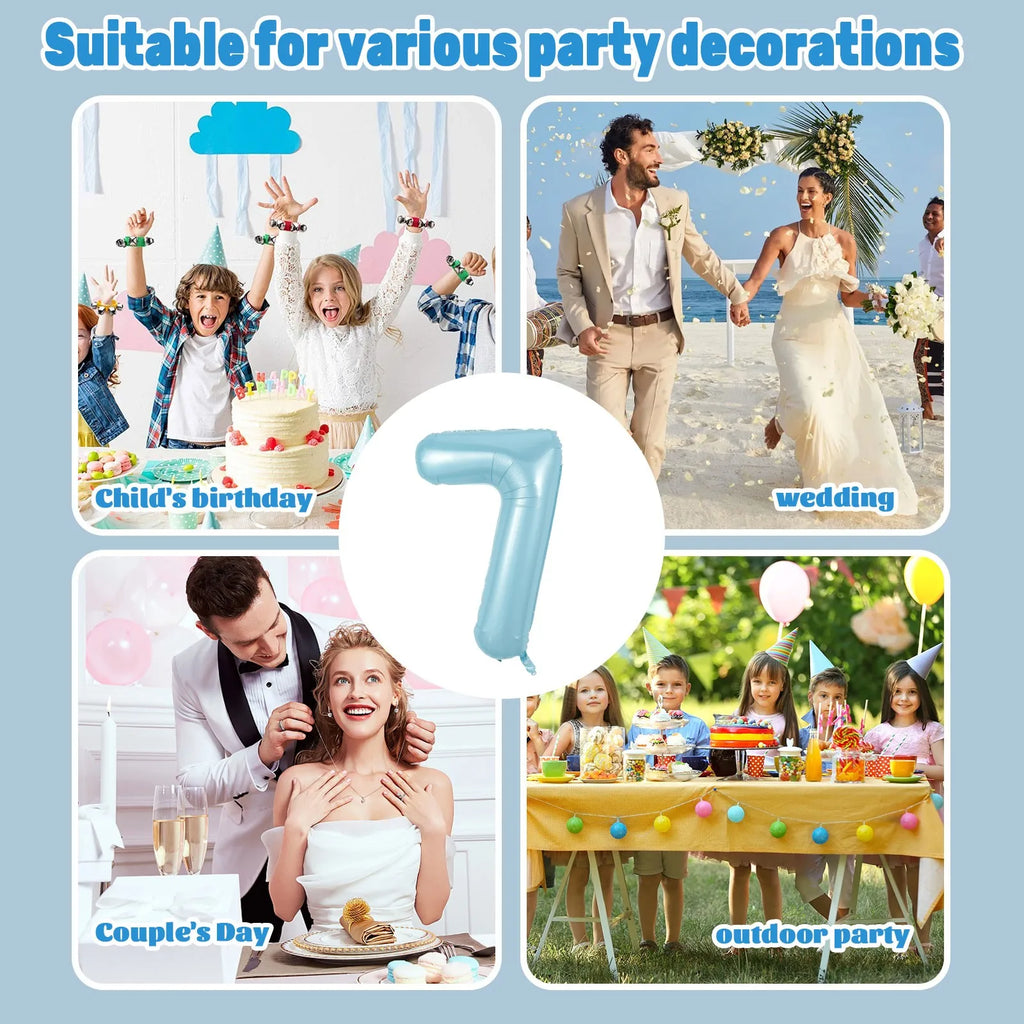 40inch Large Pearl Blue Number Balloons Jungle Safari Birthday Balloon Party Foil Balloon 0 1 2 3 4 5 6 7 8 9 globos Balls