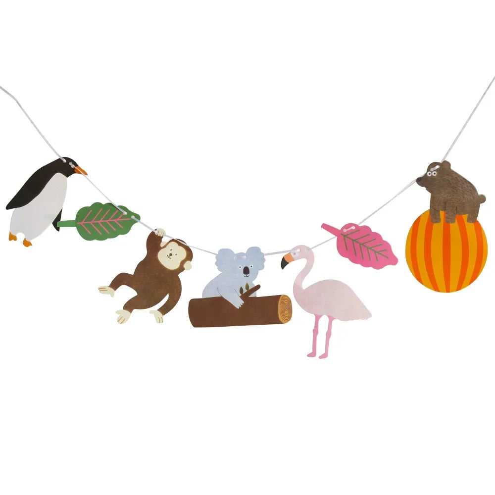 Cartoon Bunting Birthday Banner for Children's Day and Bedroom Decoration, Hand in Hand, Animal, Forest, DIY, Event, Dress Up,2m