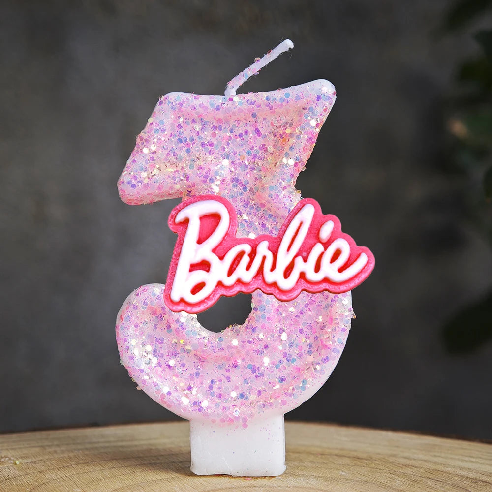 Barbiela Candle Number 0-9 Pink Red Sequin Girls Birthday Cake Decorations Baby Shower  Anniversary Party Gifts