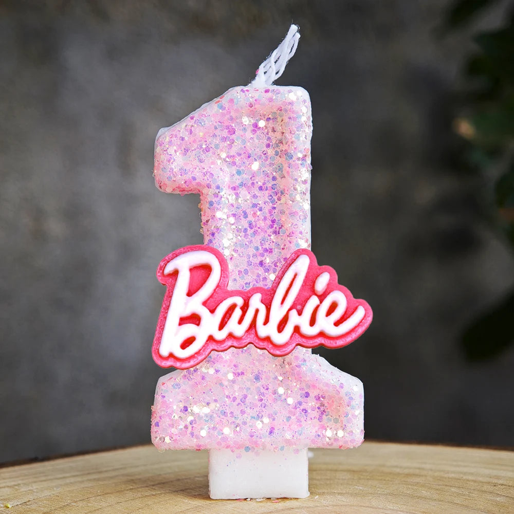 Barbiela Candle Number 0-9 Pink Red Sequin Girls Birthday Cake Decorations Baby Shower  Anniversary Party Gifts