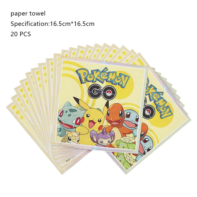 Pokemon Birthday Party Decoration New Ligntning Pikachu Balloon Kid Event Supplies Disposable Tableware Banner Backdrop Plate