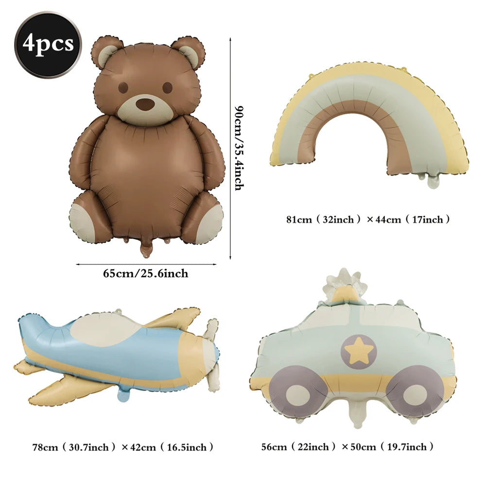 Teddybär Folienballon Set – Süßer Cartoon Bär in Rosa & Creme | Kindergeburtstag & Babyparty