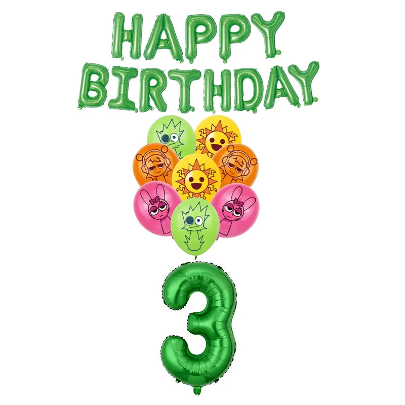 Sprunki Birthday Party Decorations Balloons Backdrop Banners Tableware Set Tablecloth Cups Plates Straws Kids Party Supplies