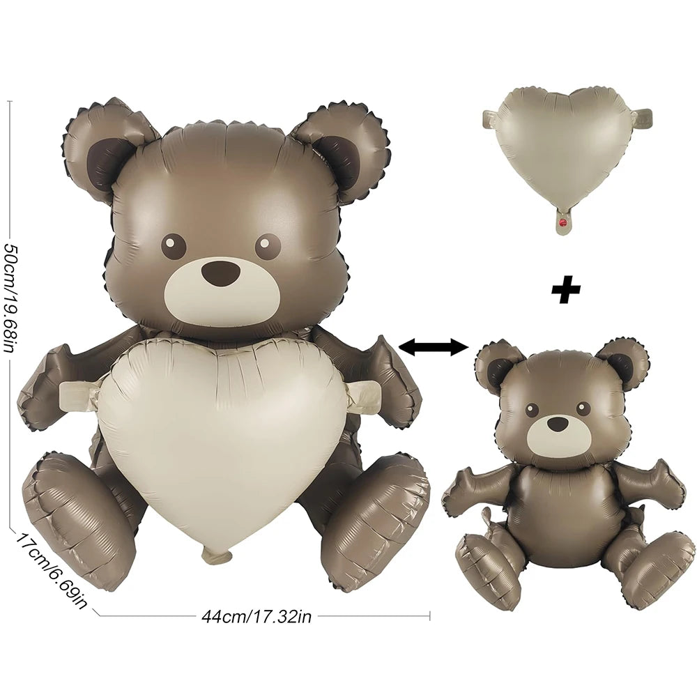 Teddybär Folienballon Set – Süßer Cartoon Bär in Rosa & Creme | Kindergeburtstag & Babyparty