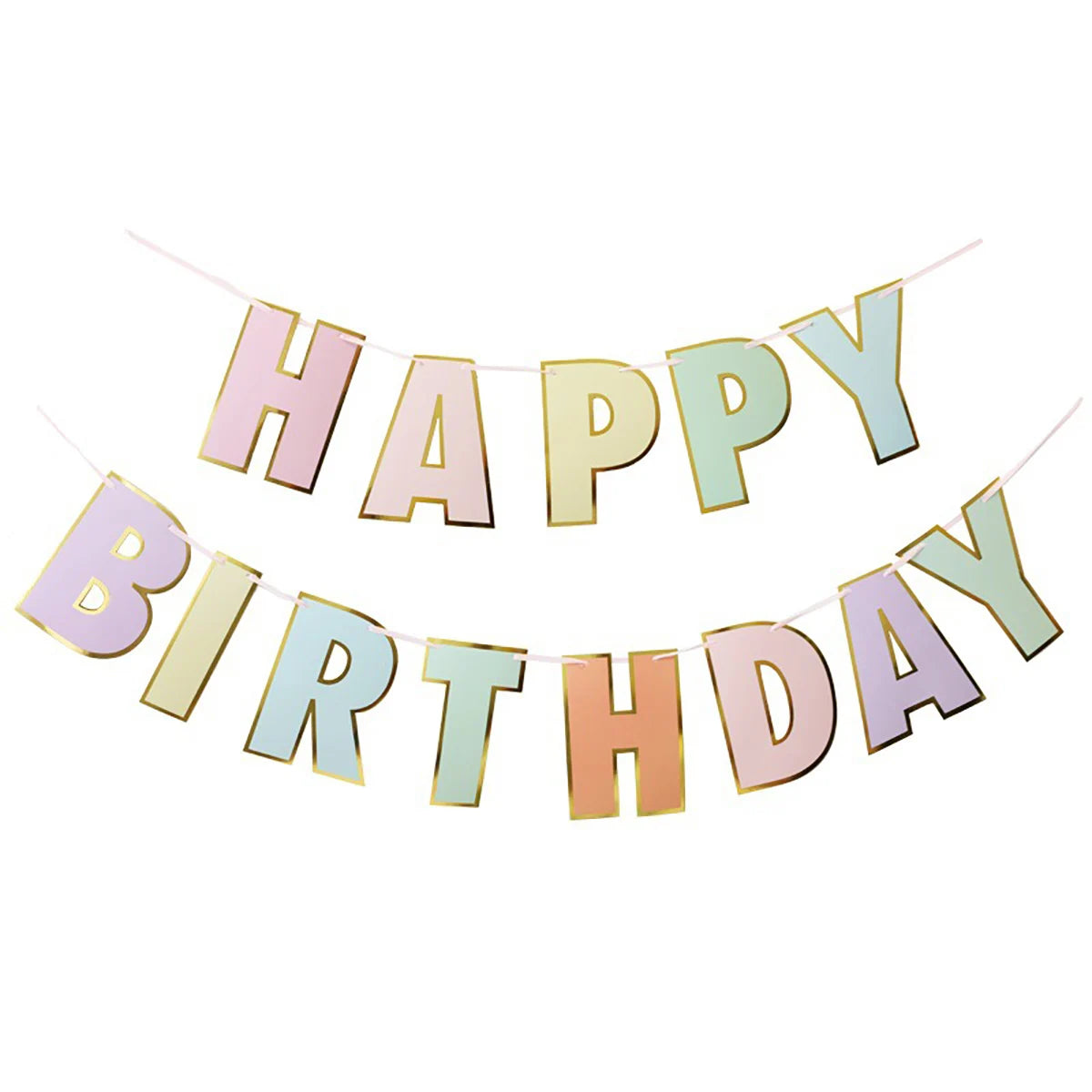 HAPPY BIRTHDAY Banner Kids Boy Girl Baby 1st Birthday Pastel Party Decoration Rainbow Candy Pastel Garland Bunting