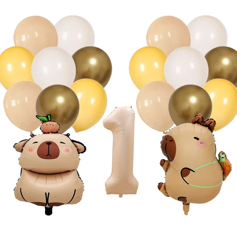 Cute Cartoon Capybara Balloon Capybara Birthday Party Decorations Caramel Foil Number Baby Shower Globos Gift Toys