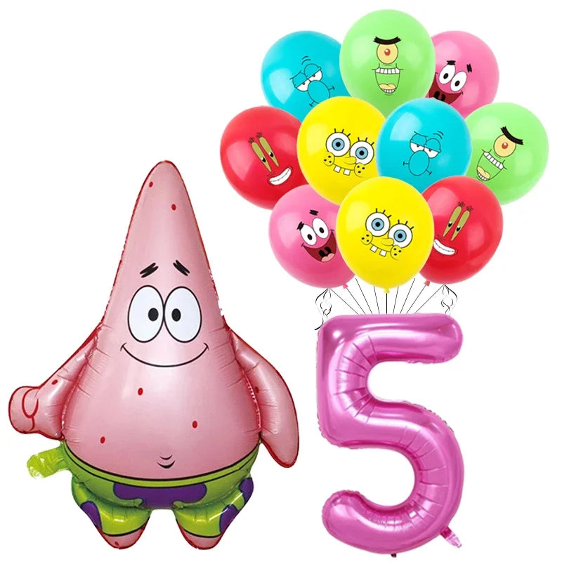 Spongebob Child party Birthday balloon set Patrick Star Foil Number Latex balloon Baby shower Party Decorations Supplies Globos