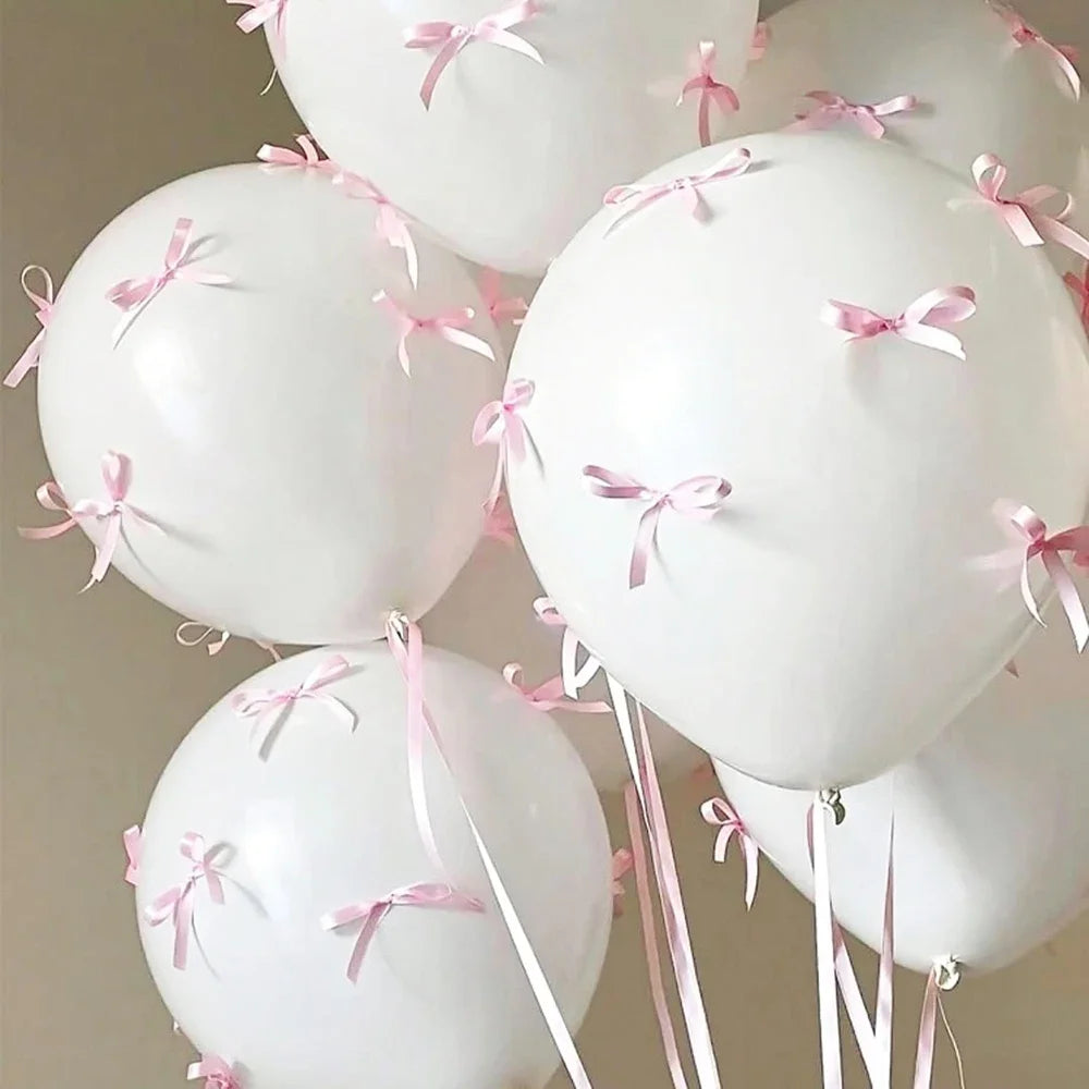 Schleifenballon Set aus Latex – Runde Ballons mit Mini-Schleife | Geburtstag, Hochzeit & Babyparty