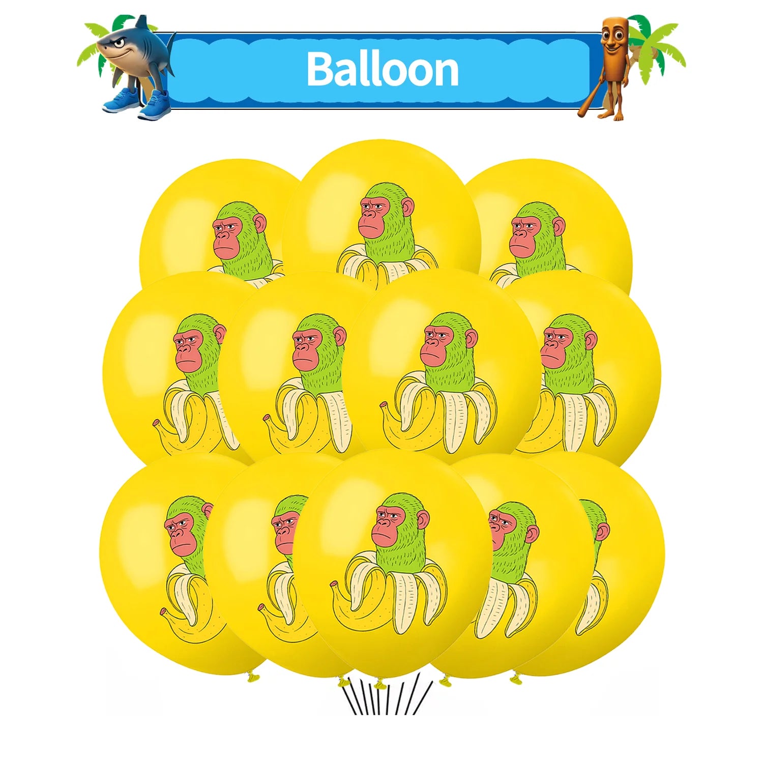 Italian Brainrot Balloons Happy Birthday Tung Tung Sahur Tralalelo Balloons Party Decor Disposable Tableware Cake Topper Toy ﻿