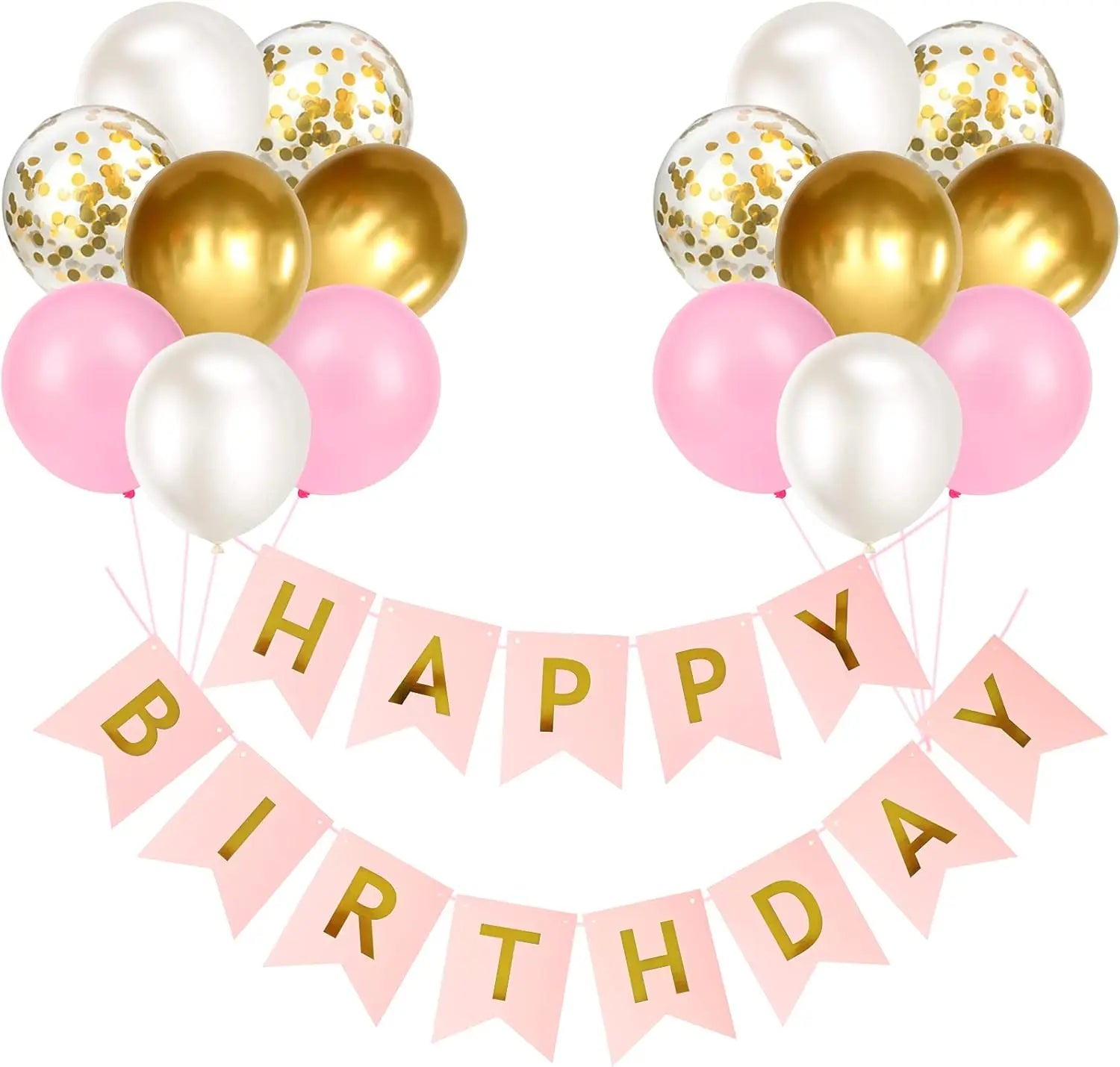 Happy Birthday Banner & Konfetti-Latexballons Set – 12 Zoll | Geburtstagsdeko für Kinder
