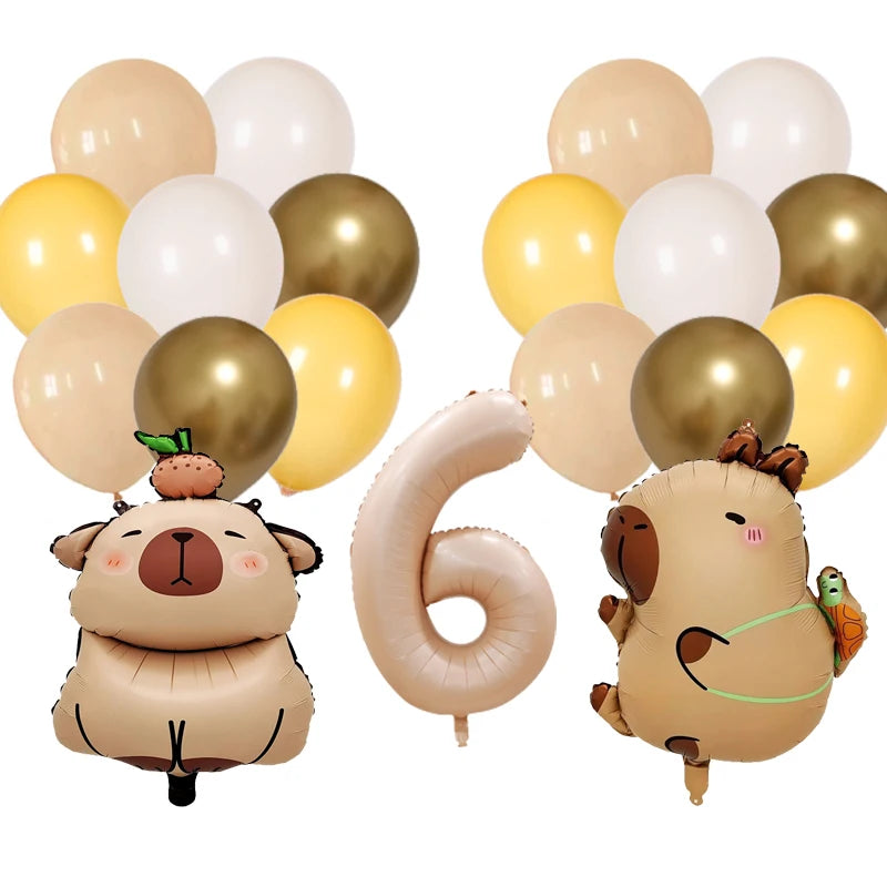 Cute Cartoon Capybara Balloon Capybara Birthday Party Decorations Caramel Foil Number Baby Shower Globos Gift Toys